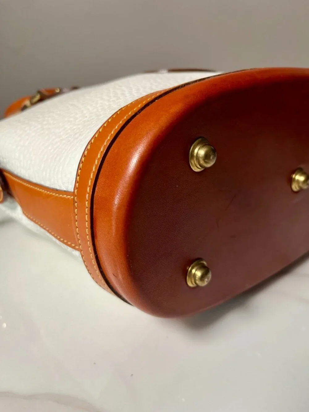 Dooney & Bourke Vintage AWL Norfolk Satchel White British Tan + COA